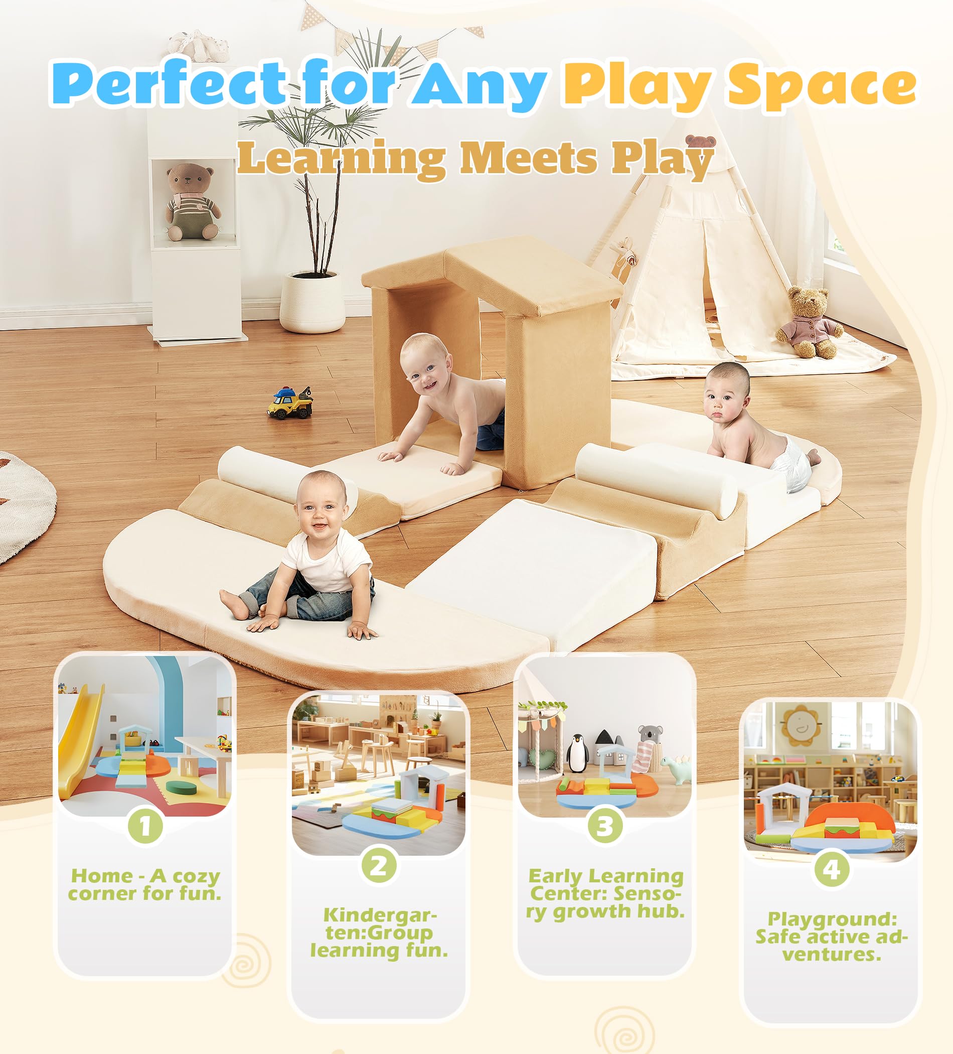 Elftopia high-elastic foam cushions soft landings during play