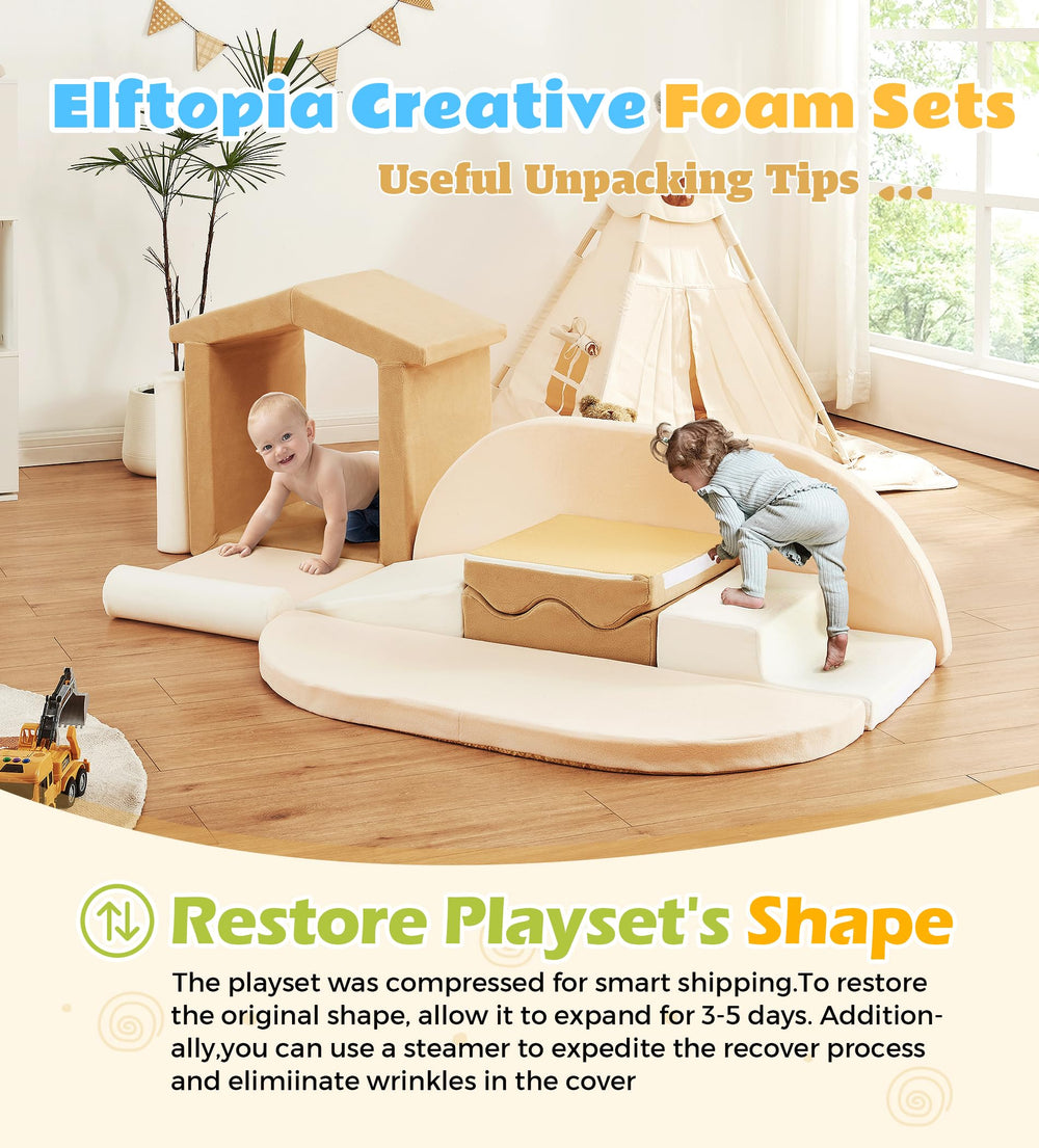 Elftopia indoor play space fits homes, daycares, or classrooms for safe exploration