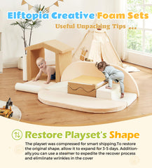 Elftopia indoor play space fits homes, daycares, or classrooms for safe exploration