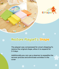 Elftopia toddler playset supports gentle climbing and balance in small spaces.