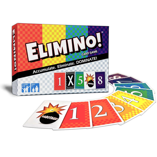 Elimino Family Card Game on a tidy table, perfect for family night.