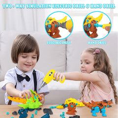 Elitoky tyrannosaurus with battery-powered drill for interactive assembly