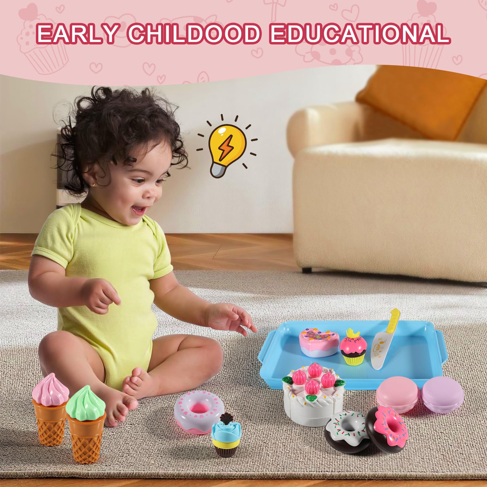 Elitoky Play Desserts ice cream cones for pretend servings and cooperative play