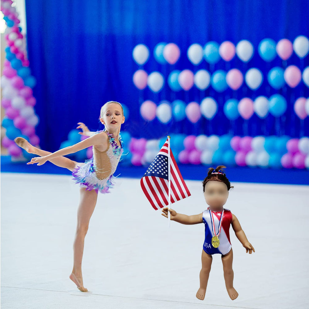 ELJRBCK Full 18-inch doll gym kit display showing coordinated set