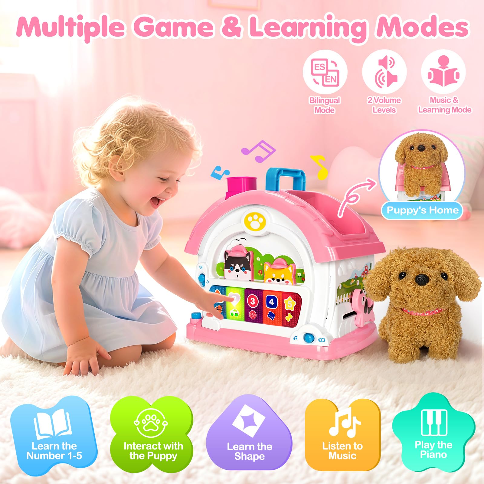 Ellinjan piano keys for learning numbers and shapes with bilingual prompts