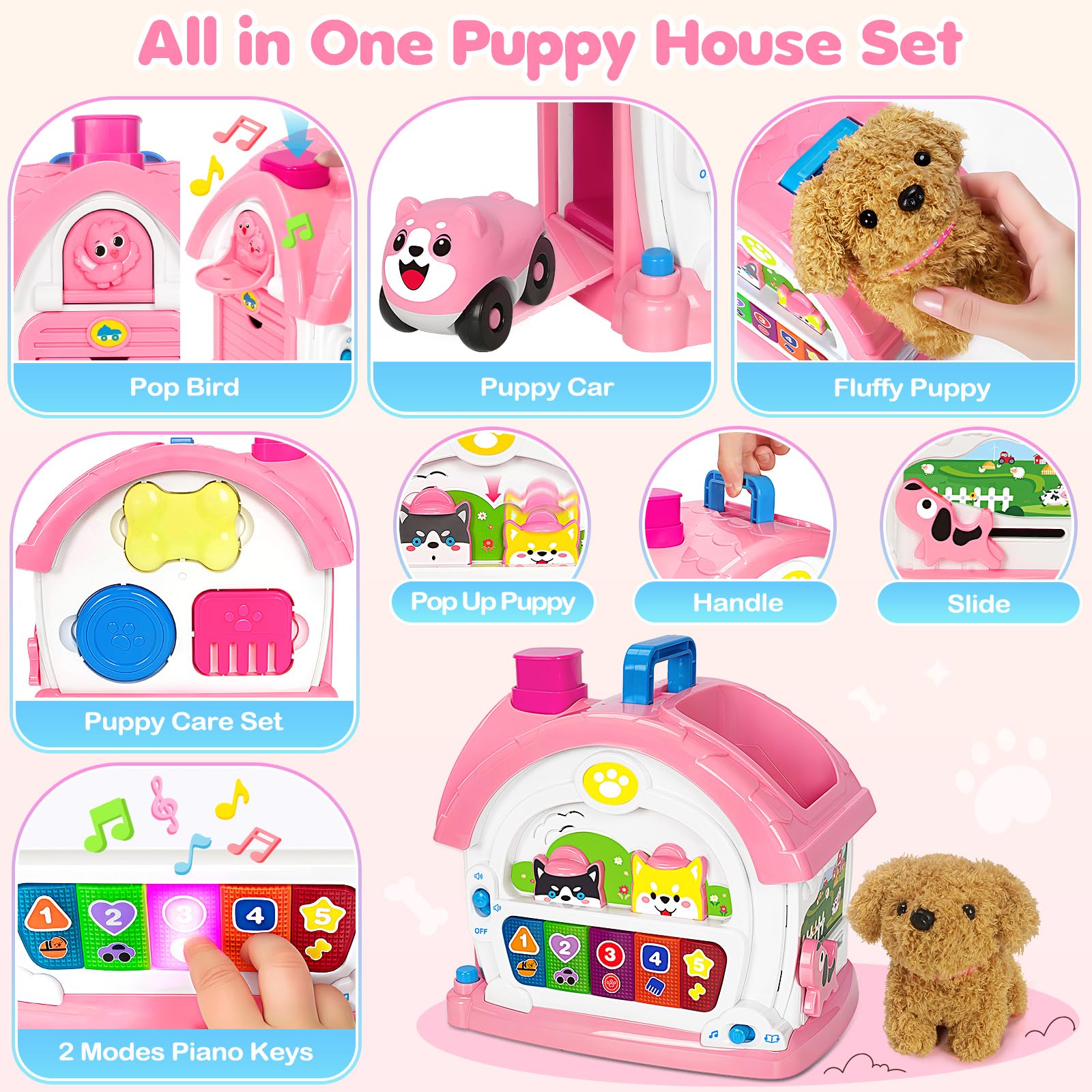 Ellinjan plush puppy engages toddlers in caring play and imagination