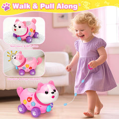Ellinjan puppy's bright colors and sounds spark visual attention and curiosity.