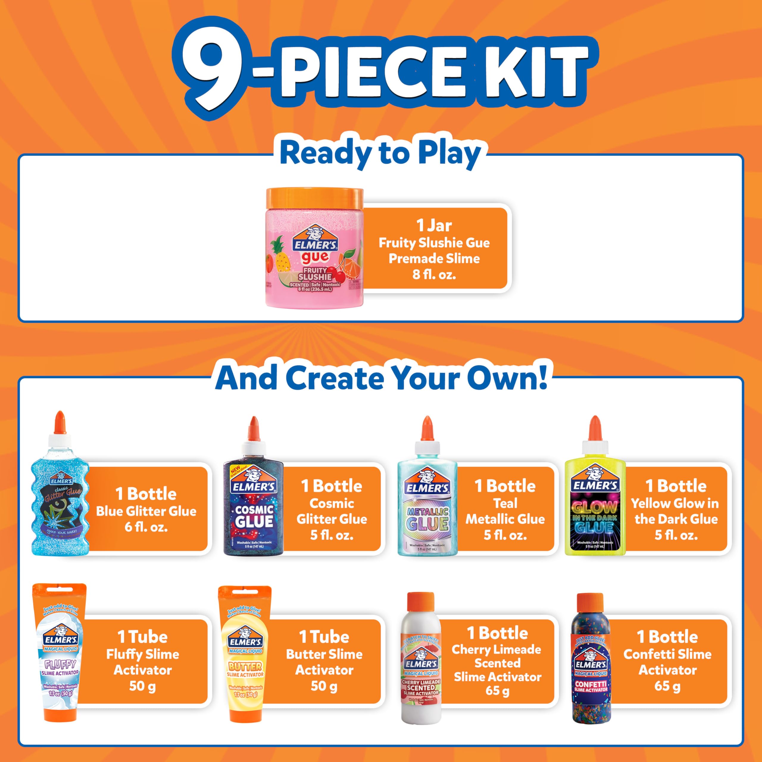 Elmer's All-Star Slime Kit cherry limeade scented activator for sensory play