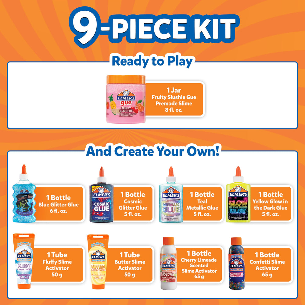 Elmer's All-Star Slime Kit cherry limeade scented activator for sensory play