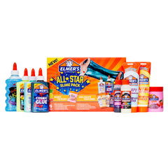 Elmer's All-Star Slime Kit yellow glow-in-the-dark glue under light for nighttime fun