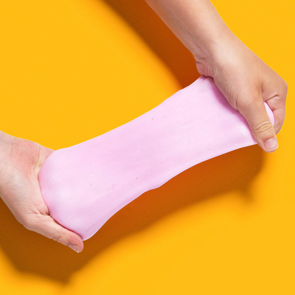 Silky, stretchy butter slime texture ready for crafting with Elmer's kit