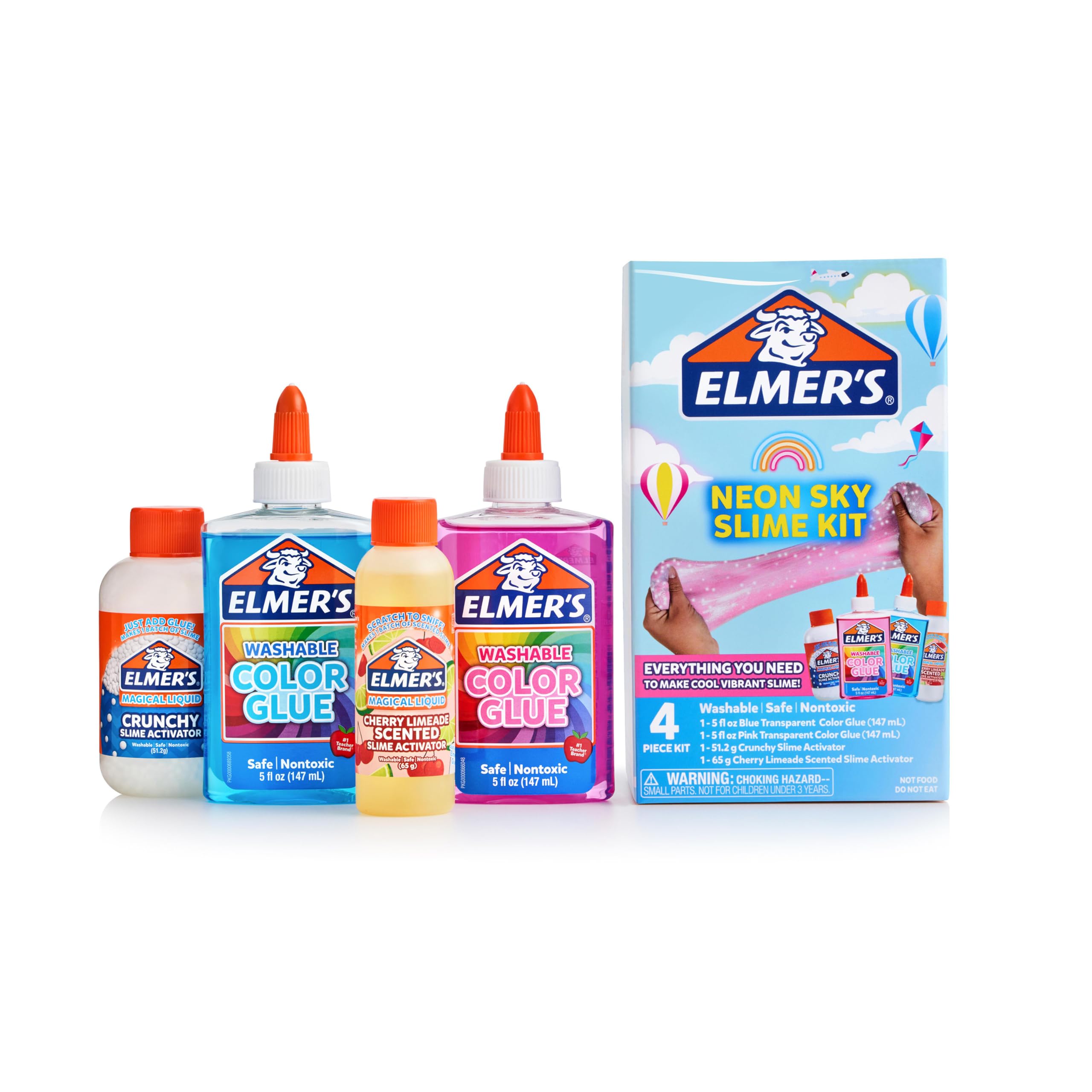 Elmer's front packaging showing kit contents and bright design for easy craft setup