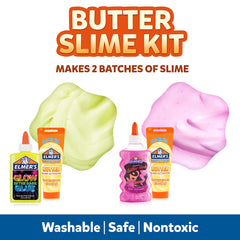 Elmer's Yellow Glow in the Dark Glue bottle glowing in dim light