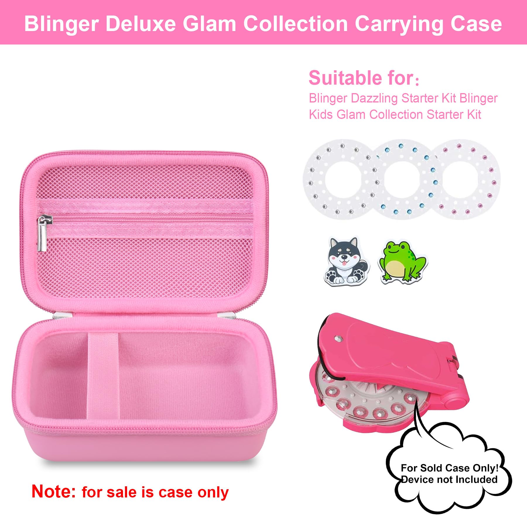Elonbo case interior mesh pocket stores gems and small accessories neatly.