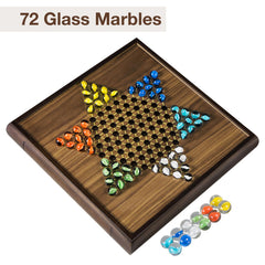 ELONGDI Chinese checkers with 72 glass marbles in six colors in play