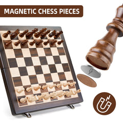 ELONGDI foldable travel chess board for compact portability.