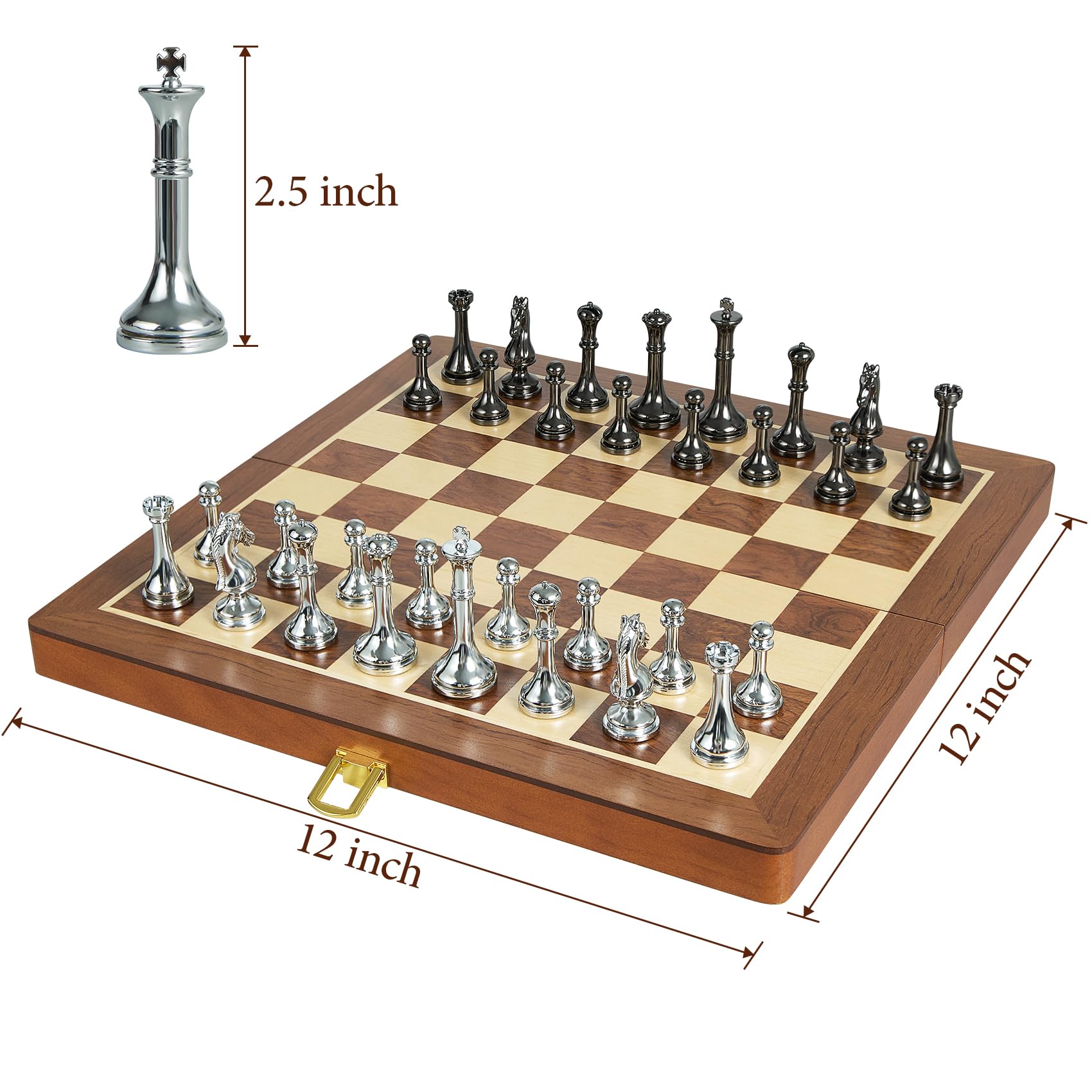 ELONGDI foldable chess board with locking mechanism for secure travel storage.
