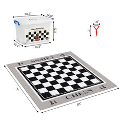 ELONGDI giant outdoor chess set lightweight pieces, 0.2 pounds each, easy handling.