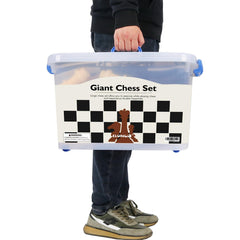ELONGDI giant outdoor chess set waterproof mat resists moisture for park, beach, or patio games.