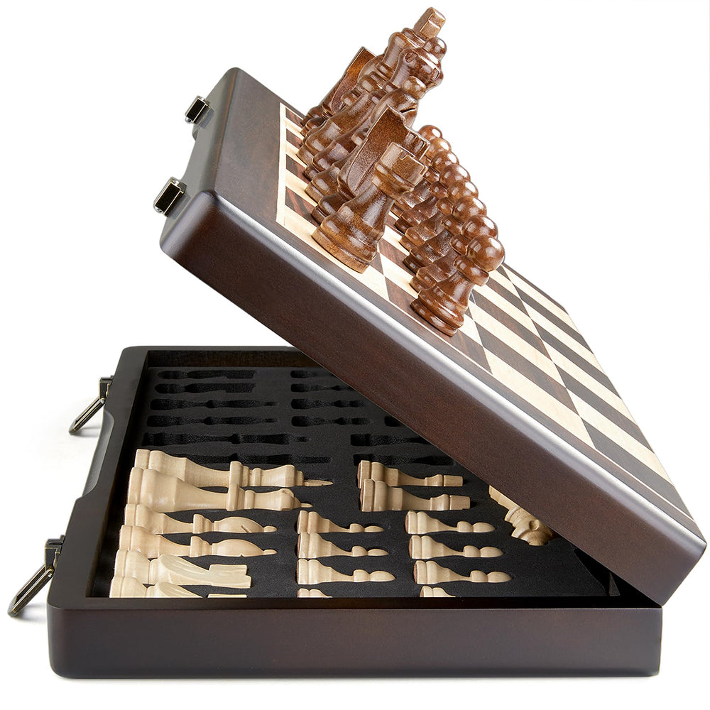 ELONGDI hand-carved chess pieces with magnets for smooth play.