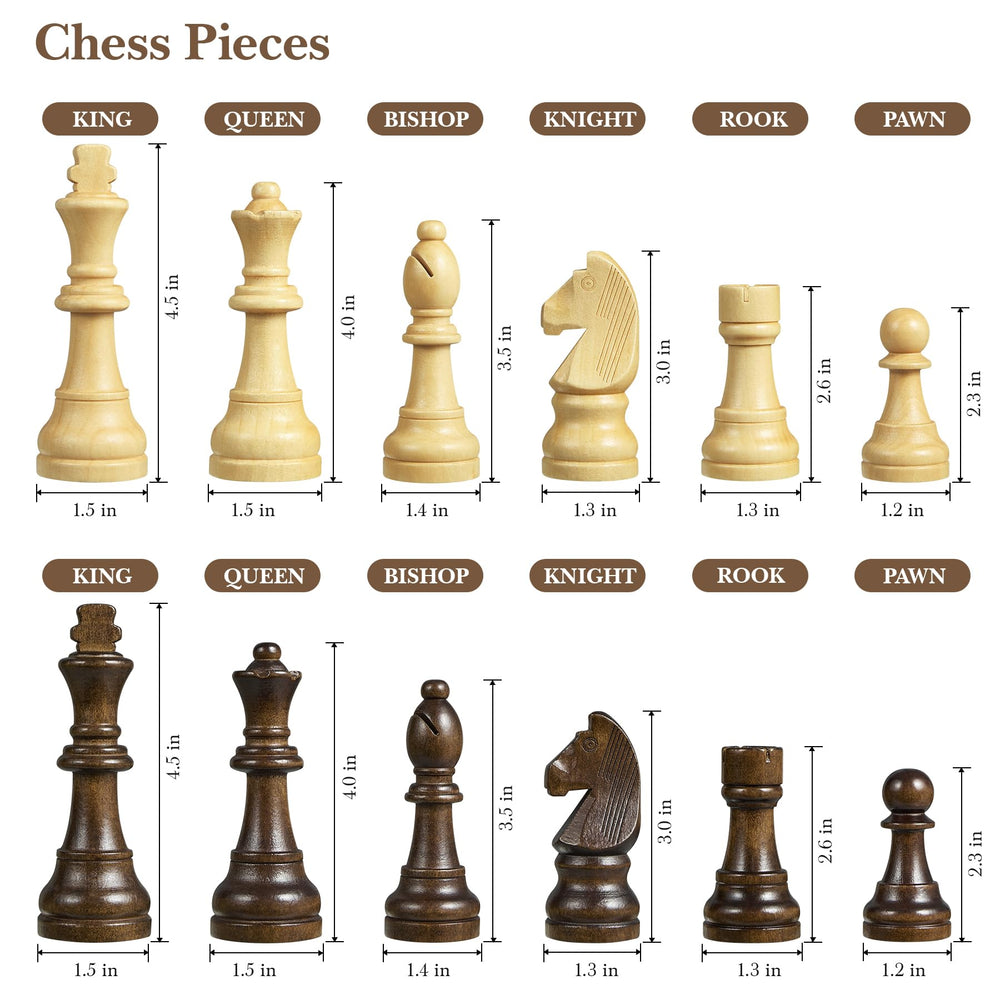 ELONGDI large 4.5-inch king pieces provide strong board presence.