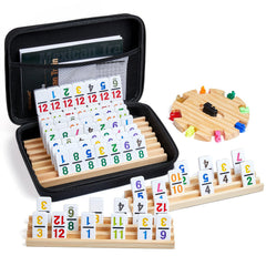 ELONGDI Mexican Train Dominoes tiles arranged for quick setup and clear visibility.