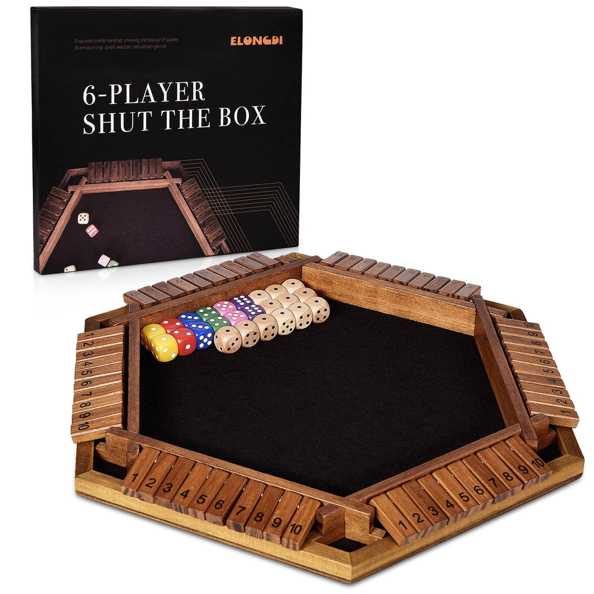 ELONGDI Shut The Box game set ready for family play and quick rounds.