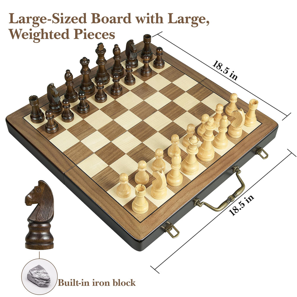 ELONGDI weighted wooden chess pieces offering balanced play.