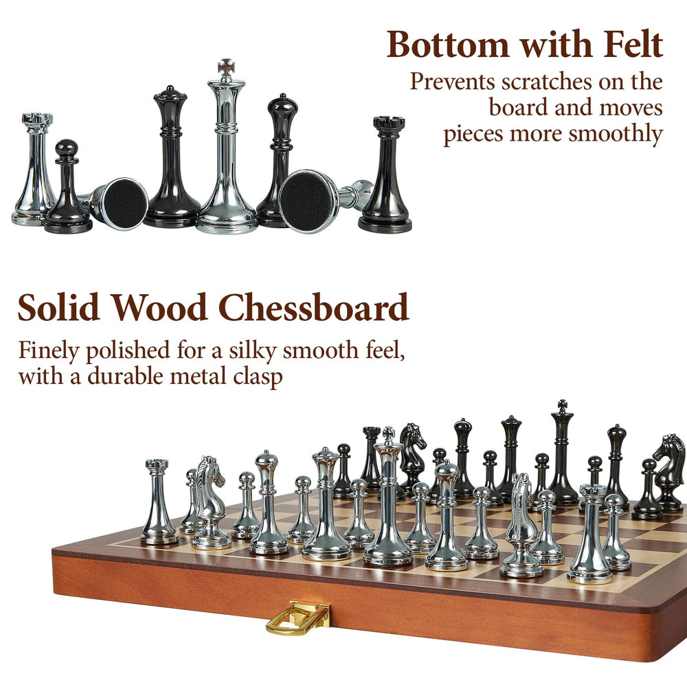 ELONGDI wooden folding chess board with natural wood grain for elegant home use.