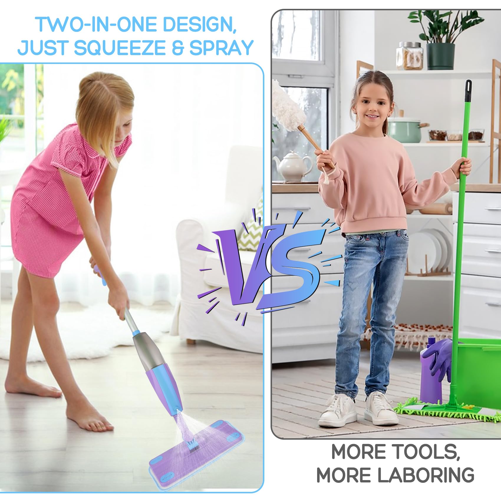 Eloslos mop pads reusable for easy cleanup by kids