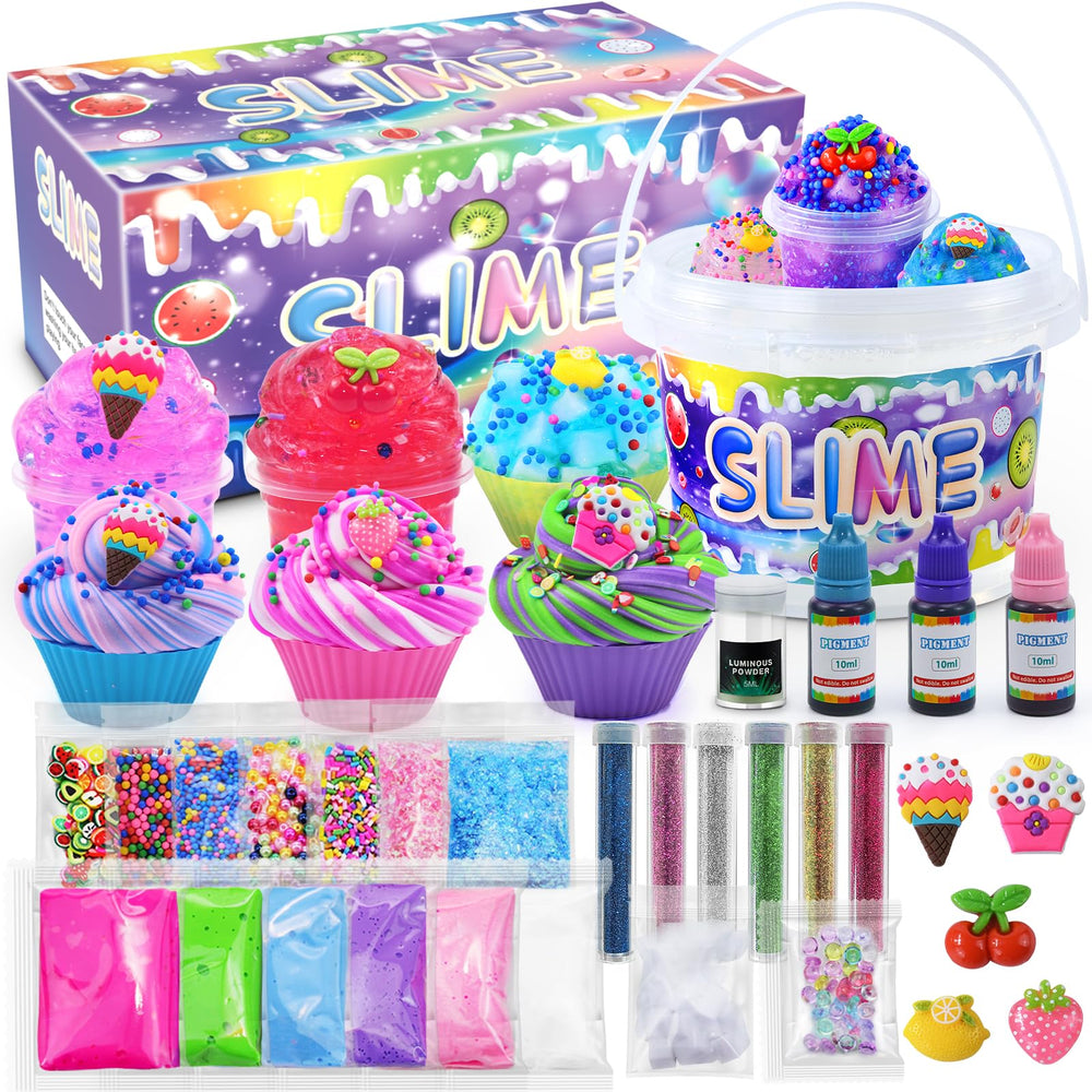Elover Clear Slime Kit bucket enables kids to craft and display slime art