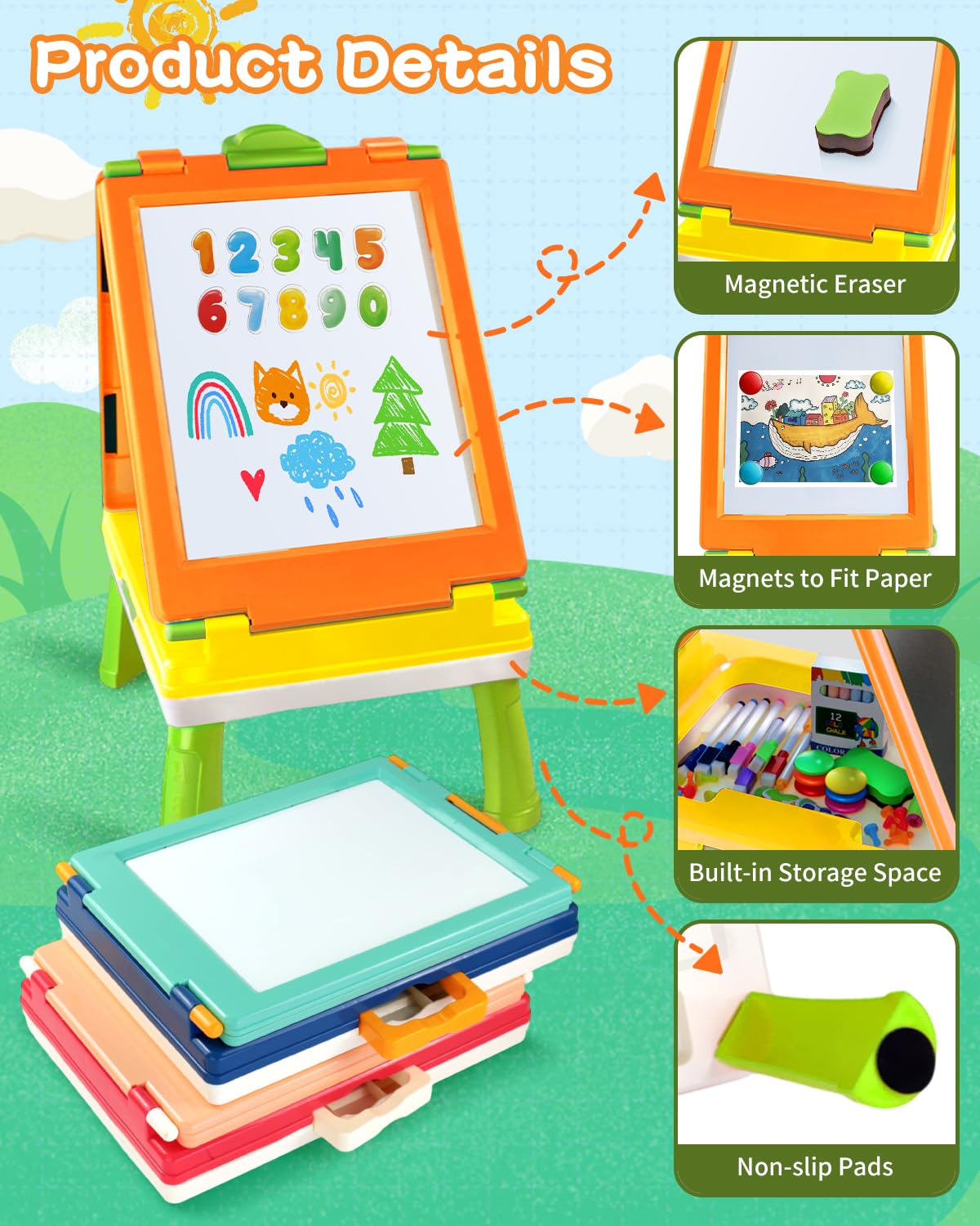 Elovien easel dry-erase markers set included for writing and drawing
