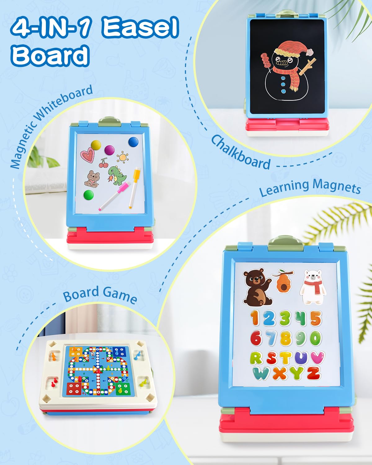 Elovien Kids Easel adjustable-height legs for growing children.