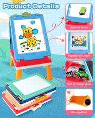 Elovien Kids Easel chalkboard side for freehand drawing and practice.