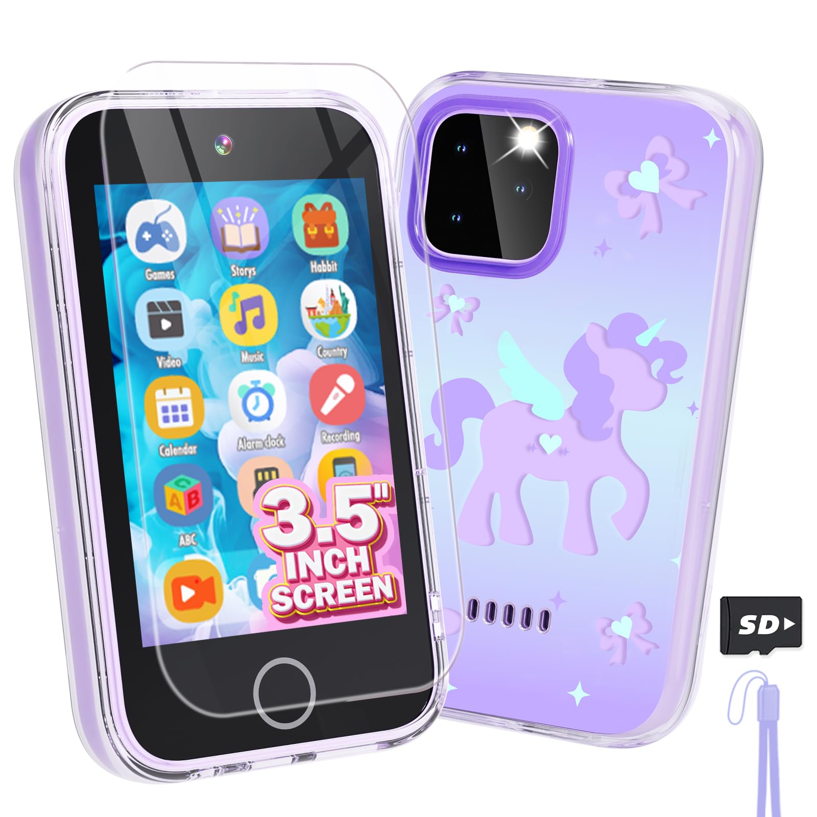 Eltrynic kids smart phone unicorn front view for learning and play