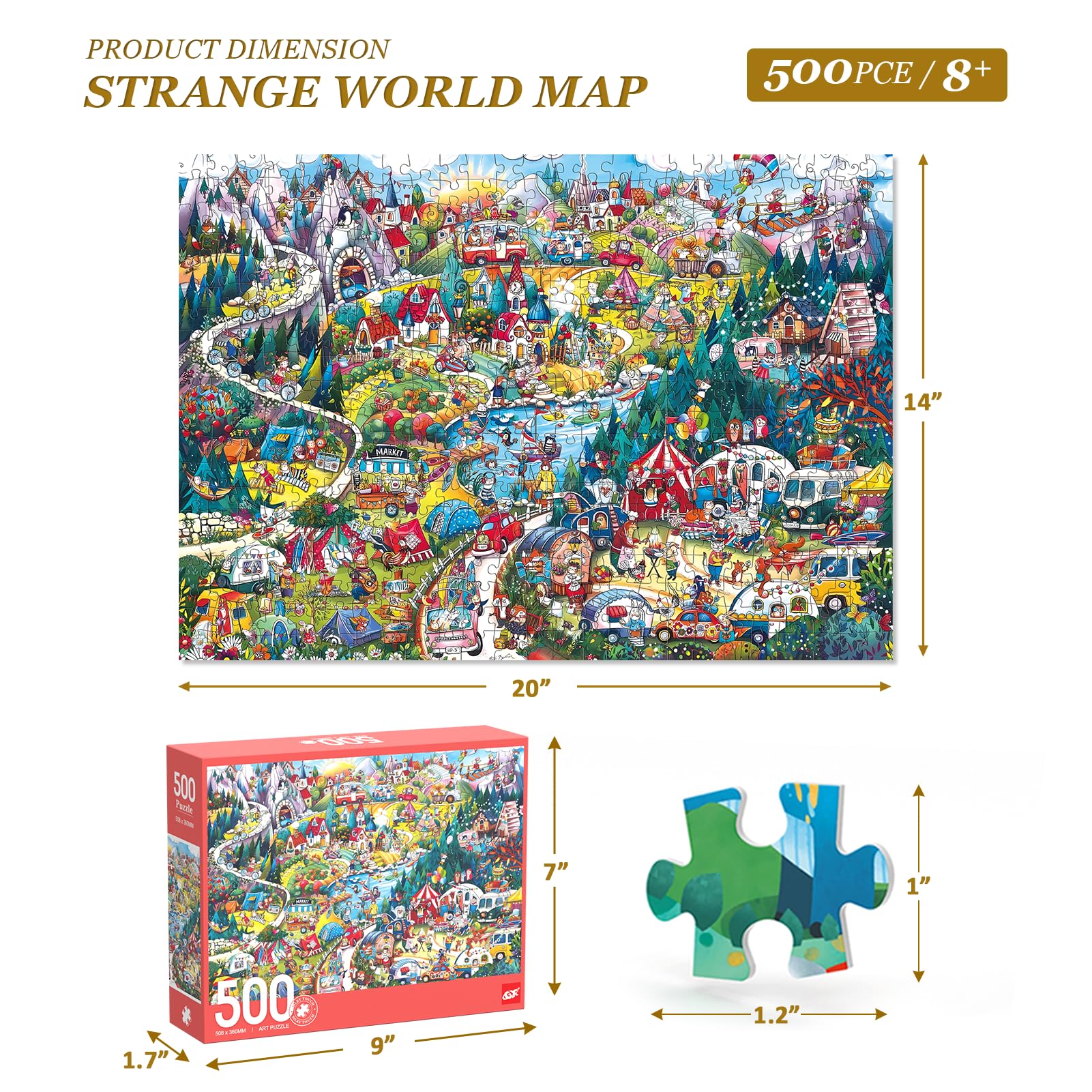 ELX 500pc puzzle pieces closeup; premium-fit pieces for satisfying assembly