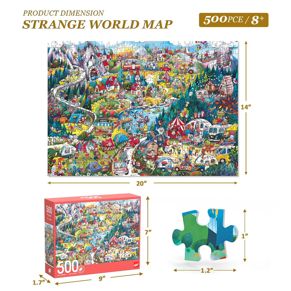 ELX 500pc puzzle pieces closeup; premium-fit pieces for satisfying assembly
