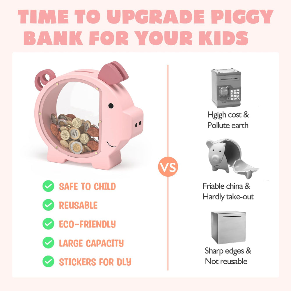 ELX Plexiglass savings window lets kids watch coins grow with every deposit.