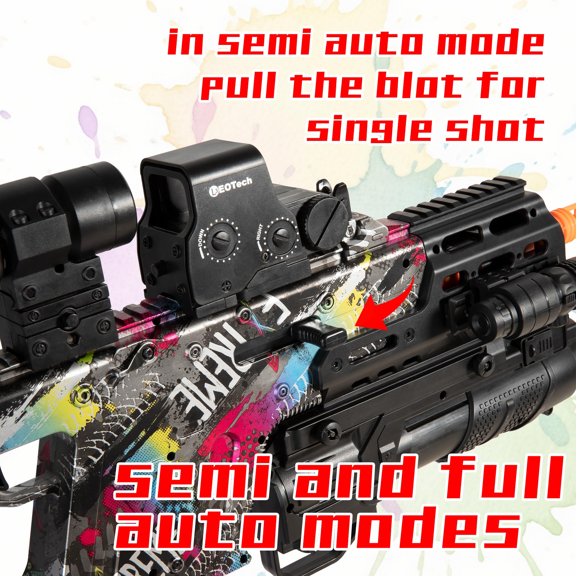EMERBU Gel Splat Blaster fully auto mode for rapid engagement.