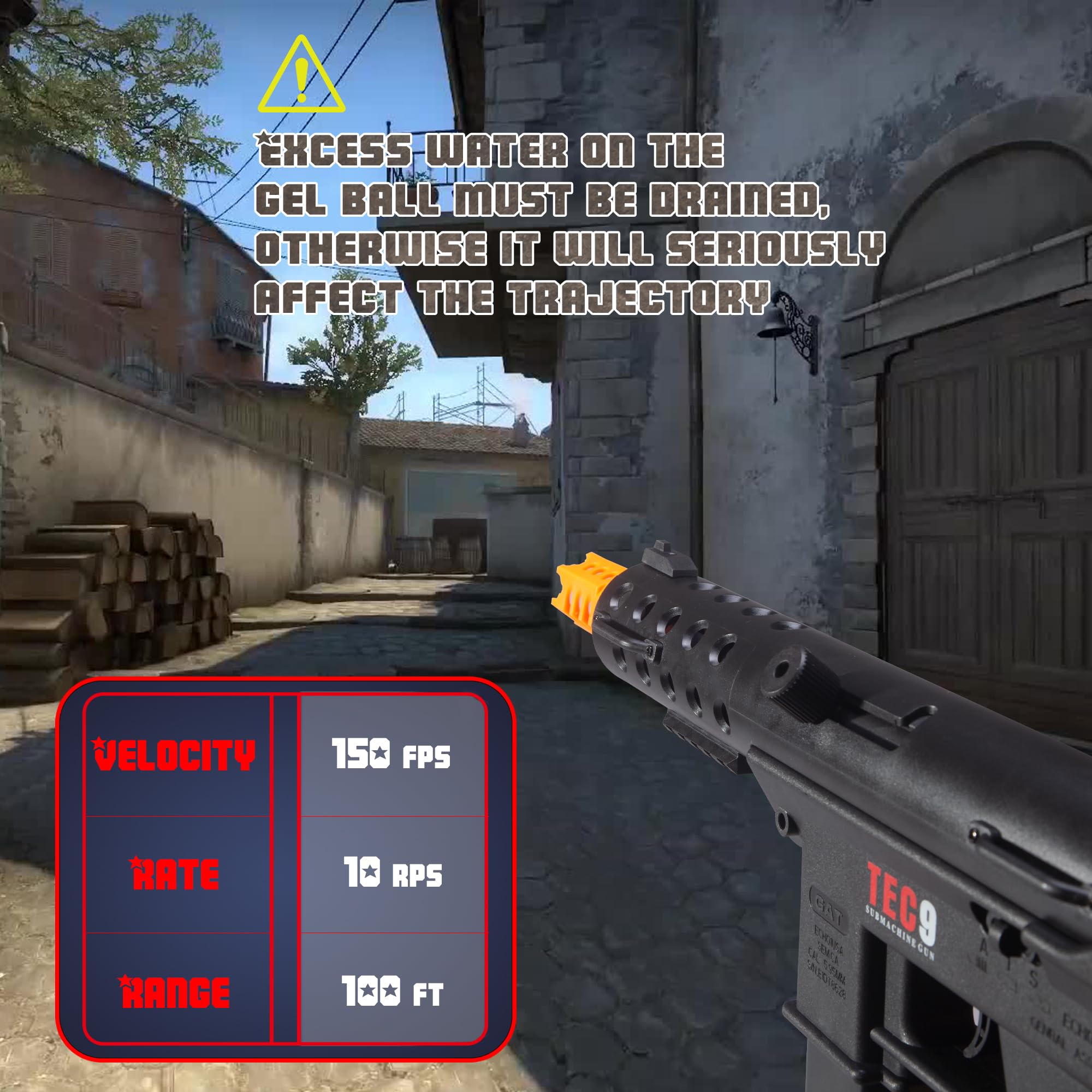 EMERBU TEC9 blaster with modular 7.4V battery enables longer sessions.