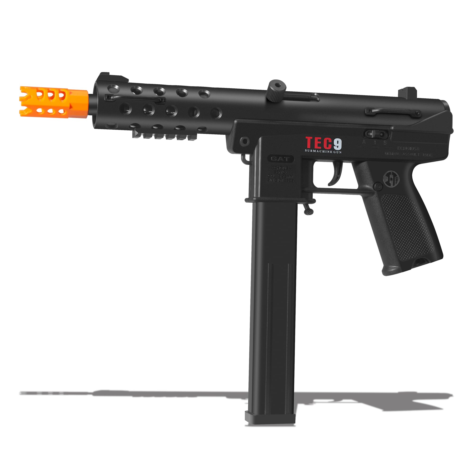 EMERBU TEC9 gel splatter blaster with nylon body for durable play.