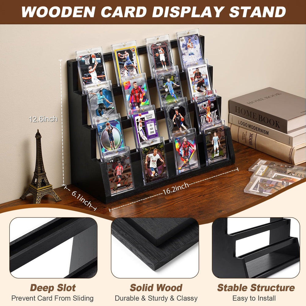 Emfogo four-tier rack preserving space while showcasing sports cards