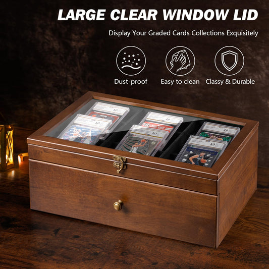 Emfogo card storage box drawer open showing large capacity for organization