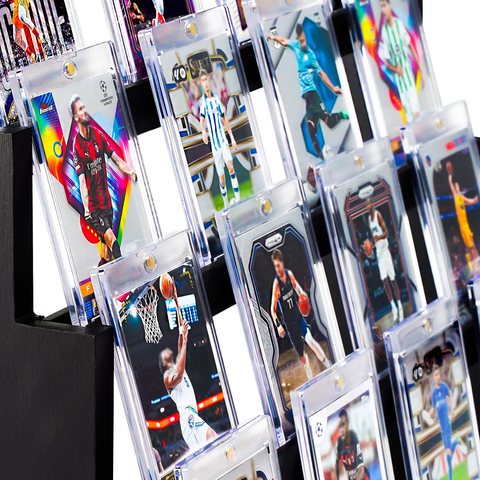 Emfogo display stand with deep slots protecting cards from movement
