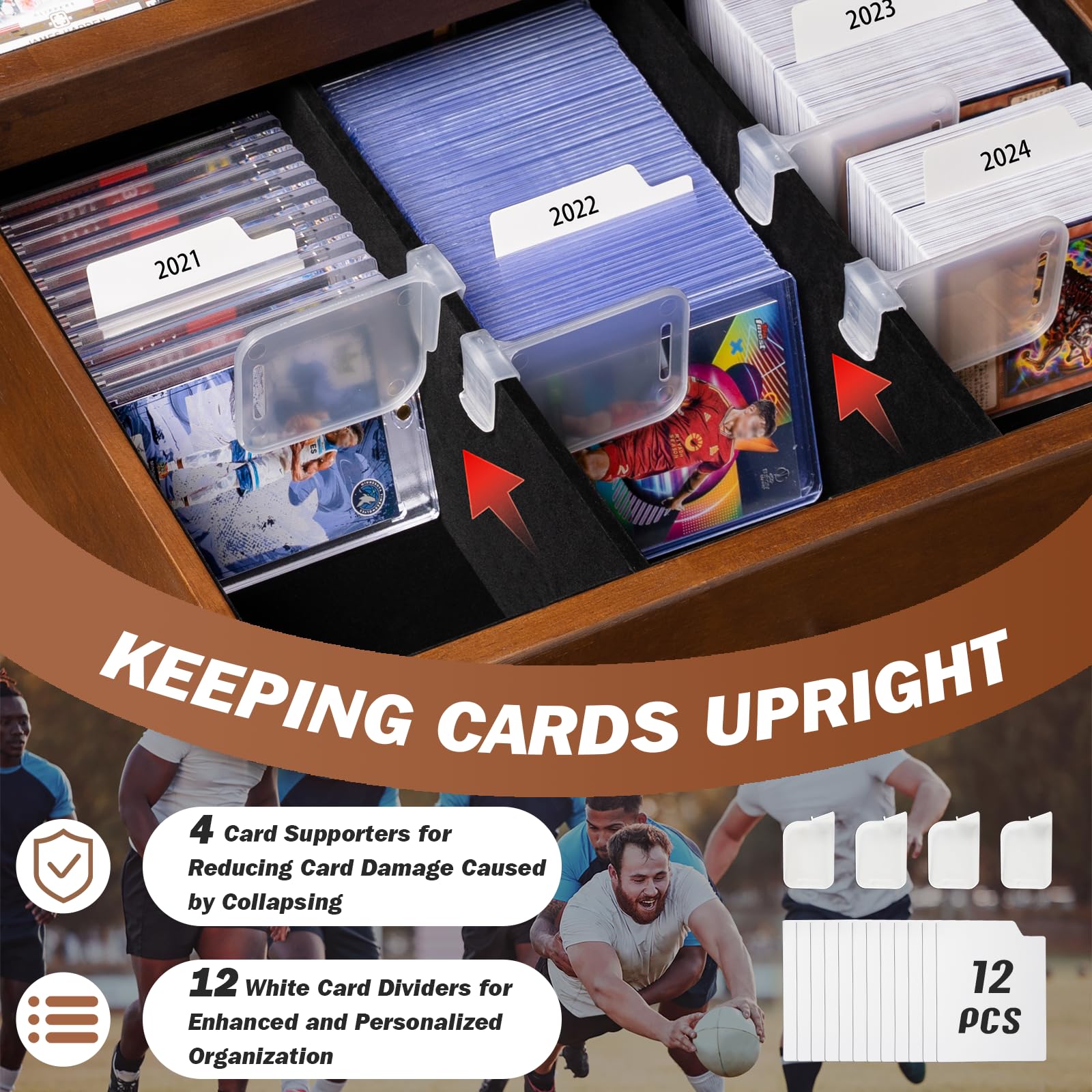 Emfogo graded cards display in two-row configuration for safe viewing