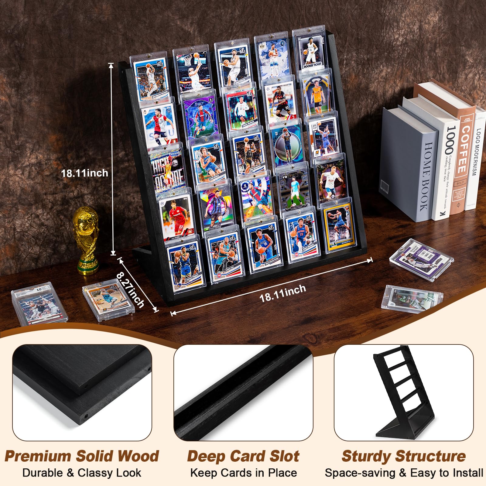 Emfogo stand showcases graded PSA/CSG/BGS/SGC cards in an organized layout.