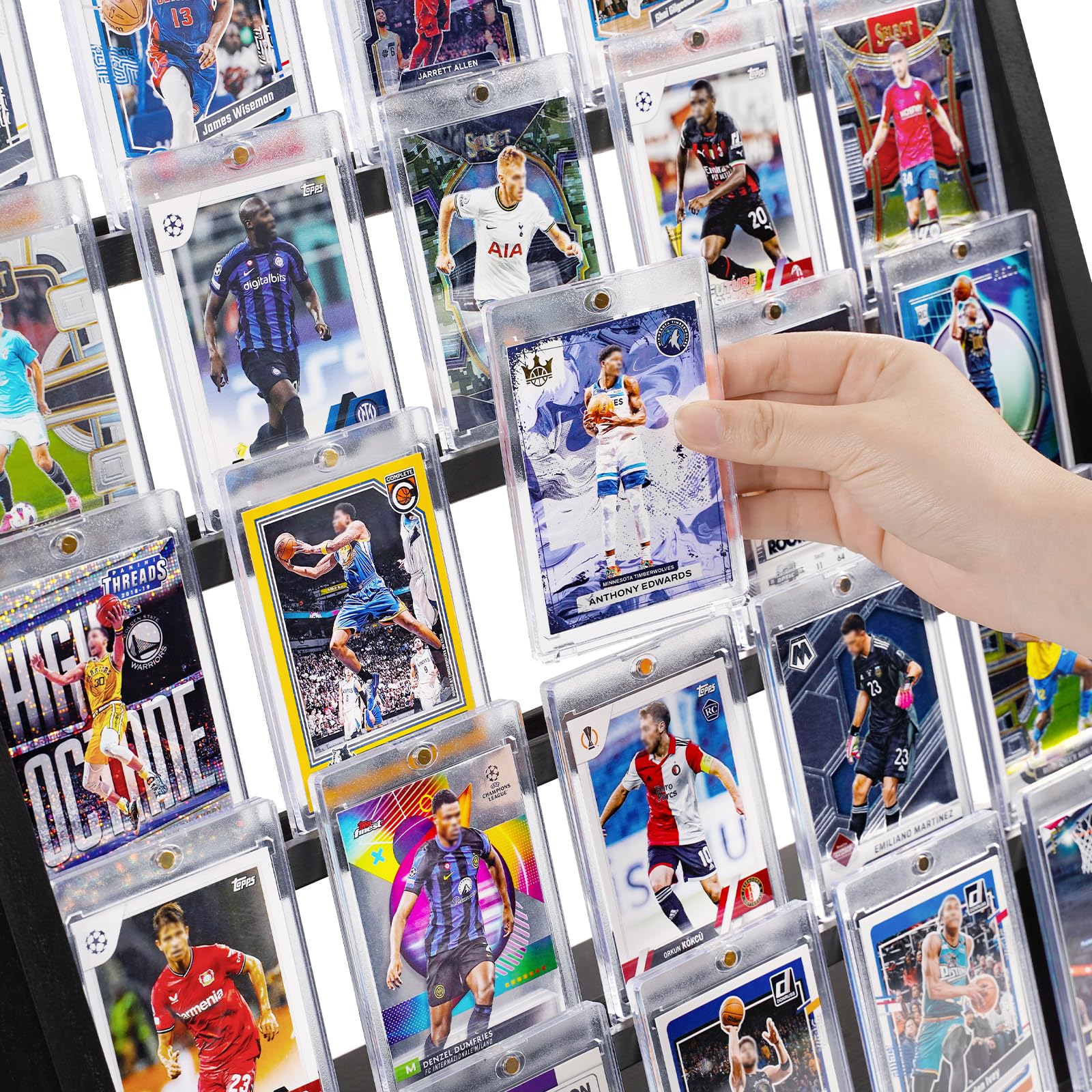Emfogo display stand slot design keeps cards firmly protected during display.