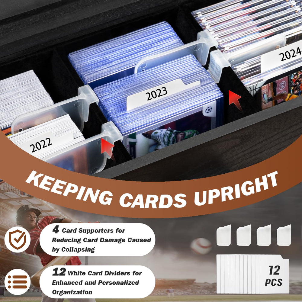 Emfogo dividers and slots organize a card collection neatly.
