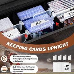 Emfogo dividers and slots organize a card collection neatly.