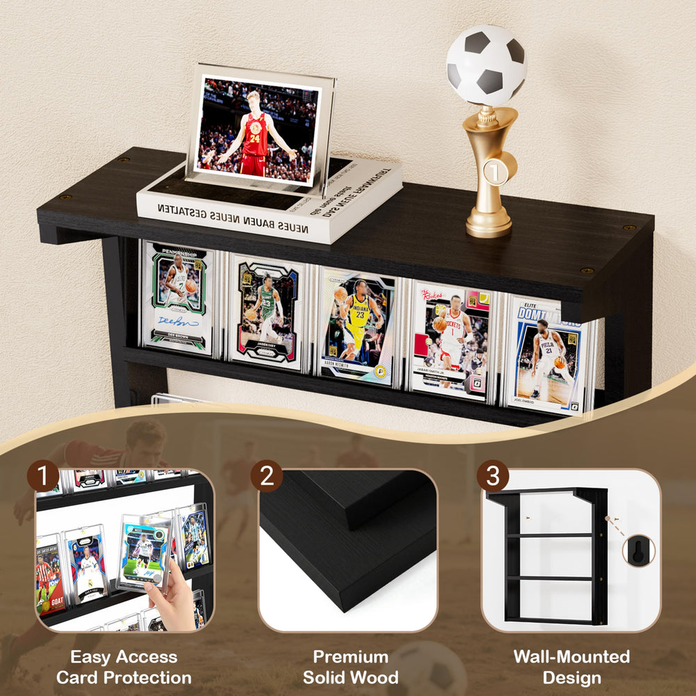 Emfogo wall-mounted display shows graded cards securely with a premium finish.